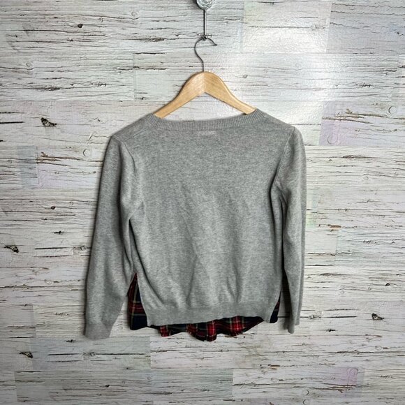 Goodnight macaroon top sweater gray  red plaid size small - Picture 9 of 9